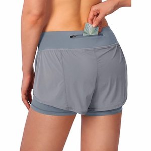 Women 2-in-1 Running Shorts With Pocket High <b>Waist</b> Gym Workout Shorts Quick Dry Athletic OEM Supplier - Product Image 2