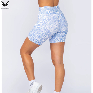 Shorts de yoga pour femme 2026, style le plus récent, respirants, sans taille haute, côtelés, contraste blanc et bleu, fabriqués au Pakistan par un fournisseur de qualité - Product Image 6