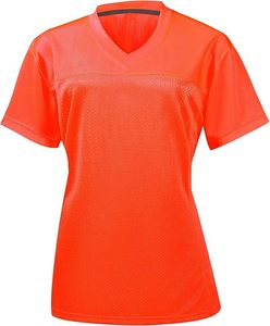 Camiseta Deportiva de Malla para Mujer, Cuello en V, Manga Corta, Ligera, Antibacteriana, Bordada, de Poliéster, para Fútbol - Product Image 1