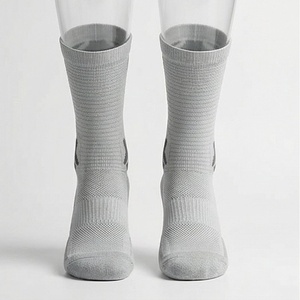 Gray Crew Socks Breathable Polyester Spandex Running <b>Athletic</b> <b>Support</b> Summer Adults Regular Fit Knitted Solid Color - Product Image 1
