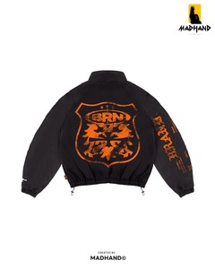Custom Gothic Streetwear <b>Track</b> <b>Jacket</b> | Vintage Washed Full Zip Bomber | OEM Heavyweight Cyber Graphic Outerwear Manufacturer - Product Image 3