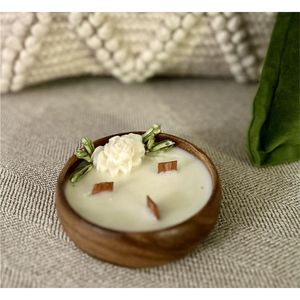 Venta al por mayor de portavelas de madera en forma de corazón - Contenedor de madera natural reutilizable para velas con capacidad para 2 mechas, tipo cuenco de madera - Product Image 6