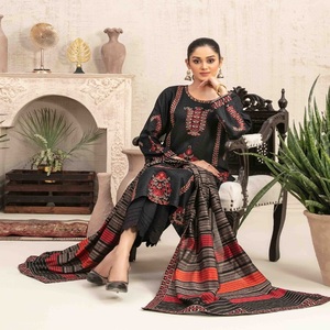 Elegante Tawakkal Jacquard de tres piezas para damas Hermosa ropa de fiesta India pakistaní con bordado hecho de viscosa - Product Image 5