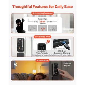 Set Maniglia Serratura Porta con Codici Utente Personalizzabili, Ingresso Senza Chiave, Touchpad Elettronico, Serratura Intelligente Automatica con Scheda IC - Product Image 6