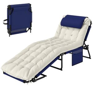 Sdraio Pieghevole Blu Navy per Cortile e Uso Esterno, Lettino Prendisole - Product Image 5