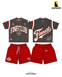 Conjunto Deportivo Personalizado de Camiseta y Pantalones Cortos |   Camiseta de malla azul marino extragrande |   Fabricante de Pantalones Cortos Deportivos con Estampado de Estrella Roja OEM - Product Image 2