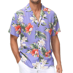 Chemises décontractées à manches courtes pour hommes et femmes, 100 % polyester, tissu sergé, vêtements de plage en promotion - Product Image 1