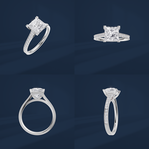 Anillo de Compromiso de Platino PT950 con Corte Princesa y Diamantes Laterales para Mujer, Estilo Clásico - Product Image 6