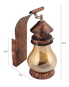 Vintage Metal Wall <b>Lamp</b> Amber Glass Shade Handmade Retro Custom <b>Antique</b> Handcrafted Factory Wholesale Indoor/Outdoor Use Balcony - Product Image 3
