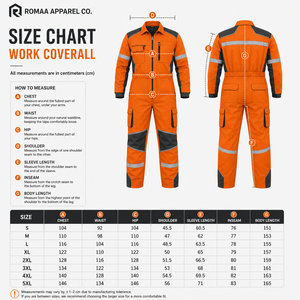 Custom Orange Black Hi Visibility Spandex Reflective Workwear Coverall Heavy Duty Industrial Mechanic Uniform Cargo Pockets - Product Image 4