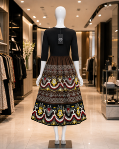 Premium Quality Female Skirt Floral Pattern Embroidered Midi <b>Elastic</b> Waist Skirts Island Micronesian Casual Skirts Custom - Product Image 2