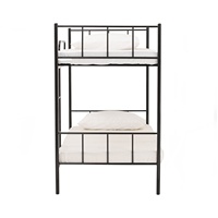 Lit superposé double en métal NUHOOM-BASIC Modèle 658006, cadre industriel noir, taille lit simple, pour dortoir, appartement commercial, hôtel
