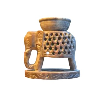 Black Shinning Natural Soapstone <b>Elephant</b> Shape Soapstone Aroma Oil Burner For Home Appliances And Gifts Item - Product Image 2