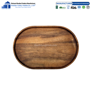Acacia Wooden Plates Polished Finish Natural Wood Pattern Durable Household Grade <b>Food</b> Safe High <b>Heat</b> Resistant Made in Vietnam - Product Image 6