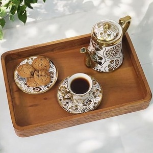 Bandeja de Servir de Madera de Acacia Sólida de Primera Calidad - Plato Rectangular de Madera Hecho a Mano para Mesa de Centro, Otomana y Servicio de Té - Product Image 1