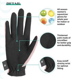 Guantes de equitación de tela de microfibra, transpirables, cómodos, para hombres y mujeres, entrenamiento de equitación al aire libre, competición - Product Image 2