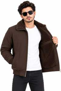 Chaqueta Casual de Invierno para Hombre EXONE INDUSTRIES, con Forro de Sherpa Marrón, Ligera, Gruesa, de Poliéster/Nailon, con Cuello Alto y Cierre, Resistente al Viento - Product Image 2