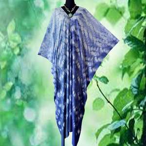 ชุดเดรสคาฟทันสีครามสไตล์ญี่ปุ่น ไซส์เดียว ผ้ามัดย้อมสไตล์โบฮีเมียน ชุดคลุมชายหาดทรงพลิ้ว ชุดเดรสยาวใส่สบายสำหรับฤดูร้อน - Product Image 2
