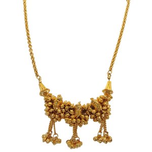 Conjunto de Collar y Pendientes Florales Dorados para Mujer, Joyería Étnica para Bodas y Fiestas, Chapado en Oro de 24K, Aleación de Cobre, Diseño Artesanal Moderno - Product Image 5