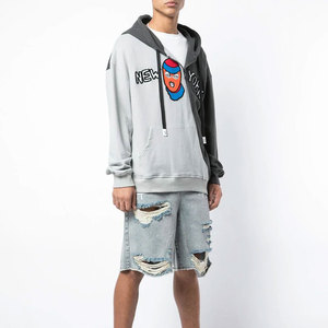 Sudadera con capucha extragrande de corte cropped sin cordones, personalizada, 100% algodón, 400gsm 500gsm, color liso, corte holgado, para hombre - Product Image 2