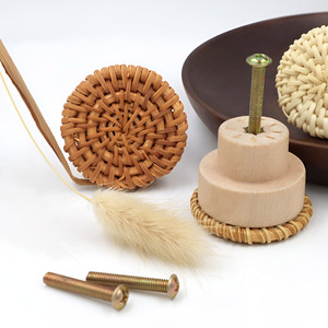 Modern rattan <b>door</b> handle <b>decorative</b> doorknob handles cheap cost handmade furniture fittings - Product Image 5