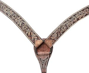Bridon en cuir de luxe, magnifique têteuse et peitoral en cuir de style western, couleur marron - Product Image 2