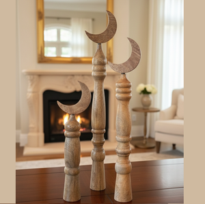 Juego de Luna Creciente de Madera, Decoración Artesanal Natural para Ramadán y Eid, Esculturas de Mesa, Adorno Islámico Árabe para el Hogar, Venta al Por Mayor - Product Image 1