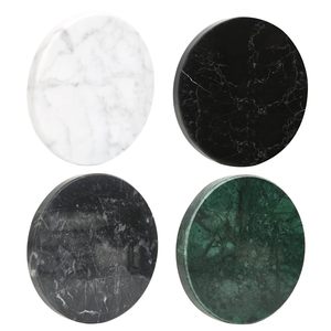 Natural Black Marble Coasters Set of 4 Eco Friendly Round Stone Drink Coaster 10cm Heavy Duty <b>Table</b> <b>Protection</b> Cup Mat for Hotel - Product Image 2