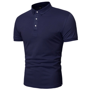 Polo en coton gris foncé à manches courtes pour homme, coupe classique, couleur unie, décontracté, avec boutons, tissu tissé, anti-plis - Product Image 4
