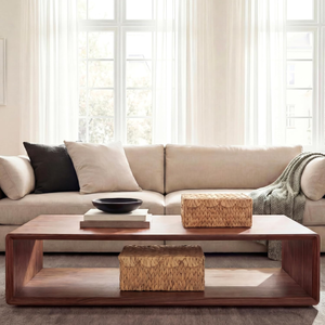 Ensemble de 2 paniers en jacinthe d'eau tressés à la main, avec couvercle, en osier festonné, boîte décorative tressée, provenant d'une usine au Vietnam - Product Image 3