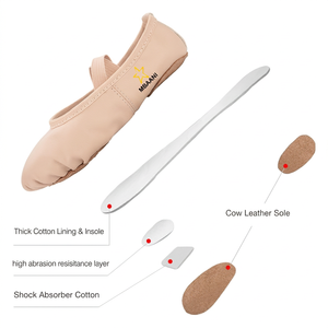 Zapatos de Ballet Suaves MBAANI para Mujer, Parte Superior de Cuero Genuino, Calzado Plano para Entrenamiento de Danza, Forro de Algodón, Suela de Cuero Vacuno - Product Image 1