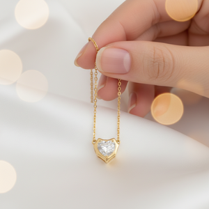 Collier pendentif délicat en argent sterling 925 avec moissanite taille cœur 1,25 carat sertie clos, chaîne à maillons, pour femme, cadeau de fiançailles - Product Image 3