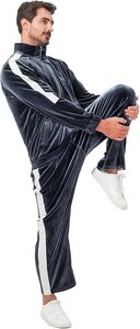 ชุดวอร์มกำมะหยี่ผู้ชายแบบมีซิป น้ำหนักเบา 450 กรัม รุ่นท็อปปี 2026 พร้อมโลโก้สั่งทำพิเศษ ชุดเซ็ตสองชิ้นสำหรับฤดูหนาว - Product Image 5