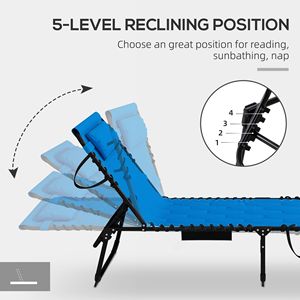 Chaise longue reclinabili blu a 5 posizioni per un comodo riposo all'aperto - Product Image 6