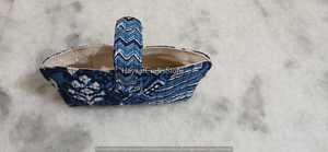 Étui à lunettes multifonctionnel à motif indigo, sac de rangement en tissu de coton, pochette organisatrice avec cordon de serrage et poignée pour les voyages quotidiens et les fêtes - Product Image 5