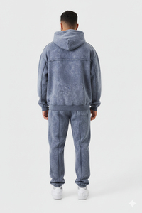 Men Winter Vintage Acid Wash Hooded Tracksuit Custom Logo Printed Casual Streetwear Gym Outfit OEM Service - Product Image 6