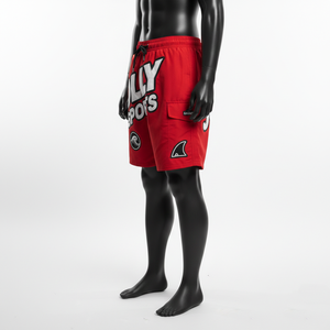 Short de bain homme premium 120 GSM en microfibre de polyester, séchage rapide, rouge uni, avec logo personnalisé par transfert thermique - Product Image 3