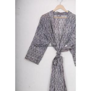 Vestido Romántico Hecho a Mano 100% Algodón con Estampado Floral, Cuello en V, Cierre con Cordón, Largo Completo, Manga Tres Cuartos, Transpirable, para Invierno - Product Image 5