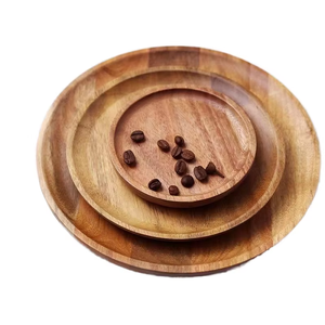 Assiette en bois d'acacia pour service rustique, assiette à dîner en bois naturel pour la décoration de la cuisine et l'usage domestique quotidien - Product Image 1