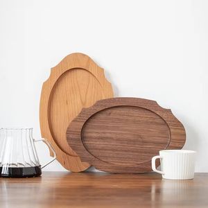 Juego de bandejas de servir de madera premium, bandeja rectangular de madera maciza para servir alimentos con asas, juego de bandejas para té, café y desayuno - Product Image 3