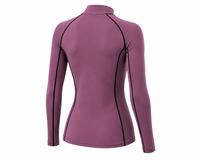 Haut de bain pour femme à manches longues, anti-UV, tendance, violet, avec fermeture éclair et bordure noire, séchage rapide, respirant, écologique, pour activités de plein air
