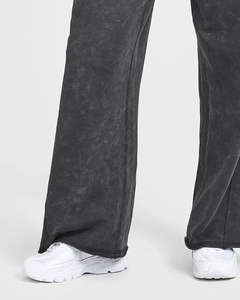 Pantalon évasé décontracté pour femme, coupe droite en toile, taille élastique, délavage moyen, qualité supérieure, coupe régulière, pour l'automne - Product Image 4