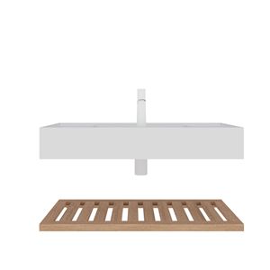 36 \ "galleggiante bianco acrilico bagno lavabo integrato rubinetto a parete rettangolare lavello in legno naturale - Product Image 4