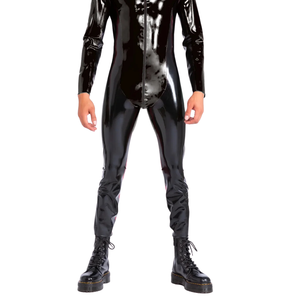 Traje Zentai de Vinilo PU Negro Brillante, Traje Ajustado de Cuerpo Entero, Manga Larga, Disfraz para Fiesta, Cosplay - Product Image 4