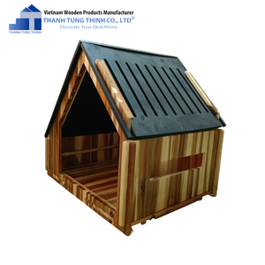 Casa de Perro de Madera THANH TUNG THINH con Comedero, Madera Natural, Refugio Duradero para Mascotas al Aire Libre - Product Image 5