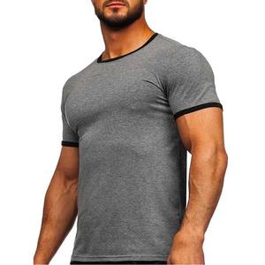 T-shirt à manches courtes col rond pour homme de haute qualité, décontracté, couleur unie bleu marine, séchage rapide, respirant, coupe classique, 100% coton - Product Image 3