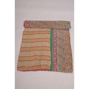 Colcha Kantha de Algodón Estampado Vintage, Reversible, Hecha a Mano, Manta Decorativa Gudri para el Hogar - Product Image 3