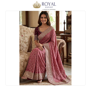 ราคาตลาดที่ดีที่สุดสำหรับการขายสินค้าพิเศษ ผ้าไหมวิชิตรารุ่นสวยงาม พร้อมงานปักดิ้นทองหนัก สำหรับผู้หญิง สวมใส่ในงานแต่งงาน - Product Image 4