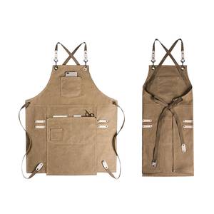 Customized Canvas Barista <b>Apron</b> Unisex Coffee Shop Uniform Adjustable Leather Strap Vest Wholesale Commercial <b>Kitchen</b> - Product Image 3