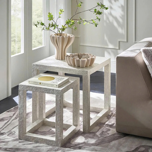 Juego de mesa otomano decorativo de alta gama, hecho a mano, con acabado de mosaico iridiscente y nácar. - Product Image 1